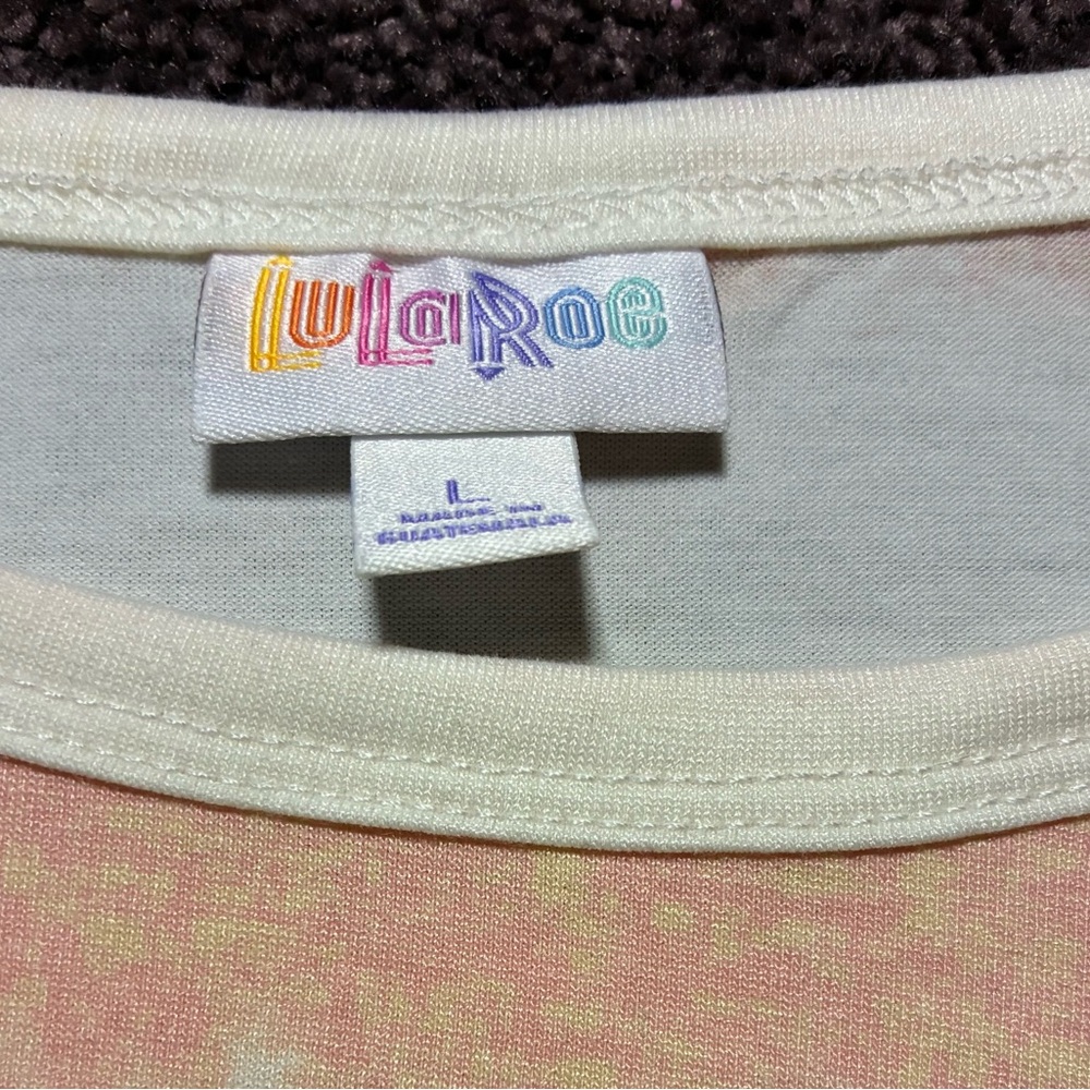 LuLaRoe Peach and White Striped Casual Tee - Picture 4 of 4